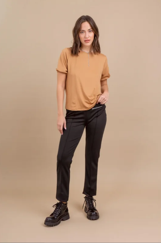 Pantalón de punto roma con cierres horizontales