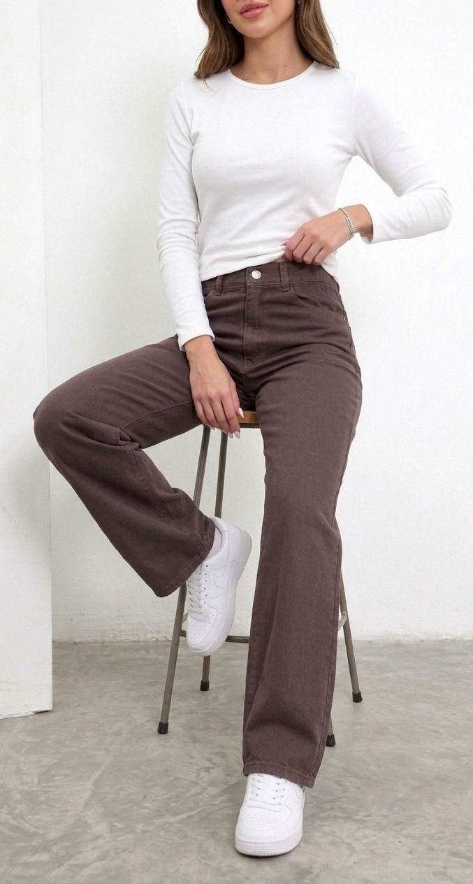 JEAN WIDELEG CHOCOLATE