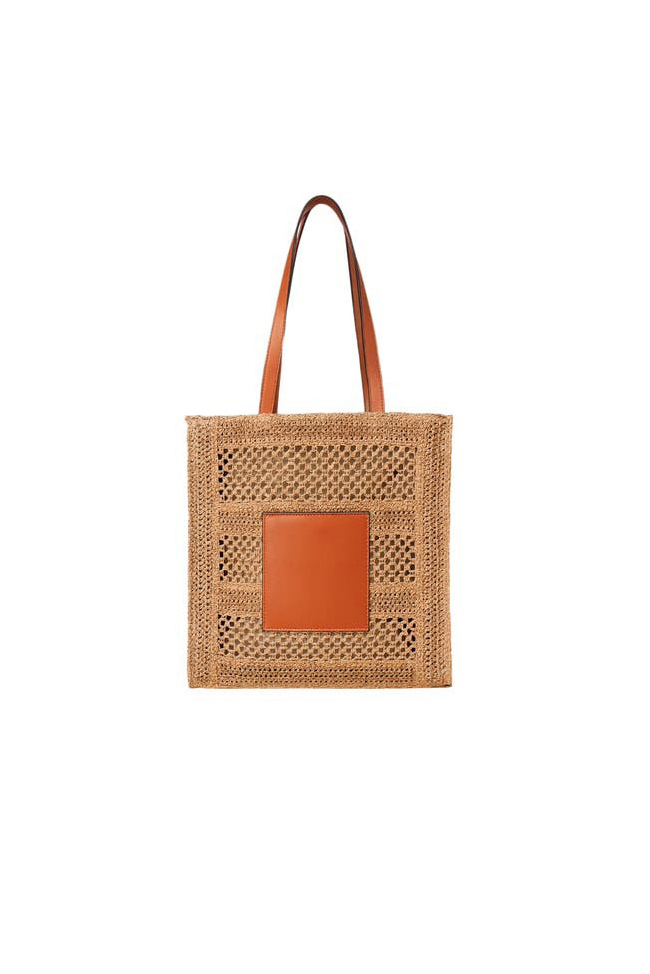 Bolso de rafia con cuerina calidad premium