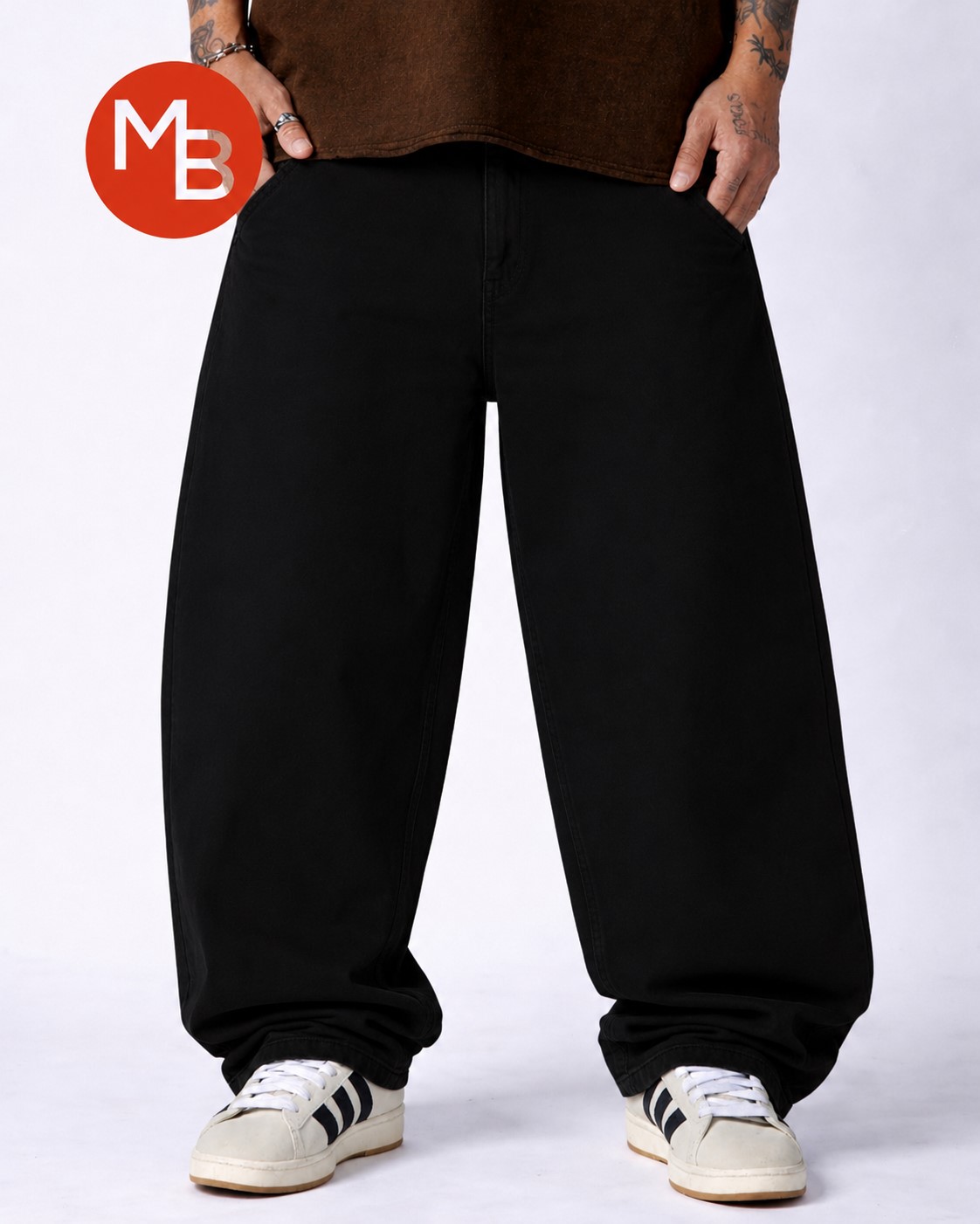 PANTALON JEAN BAGGY NEGRO LISO