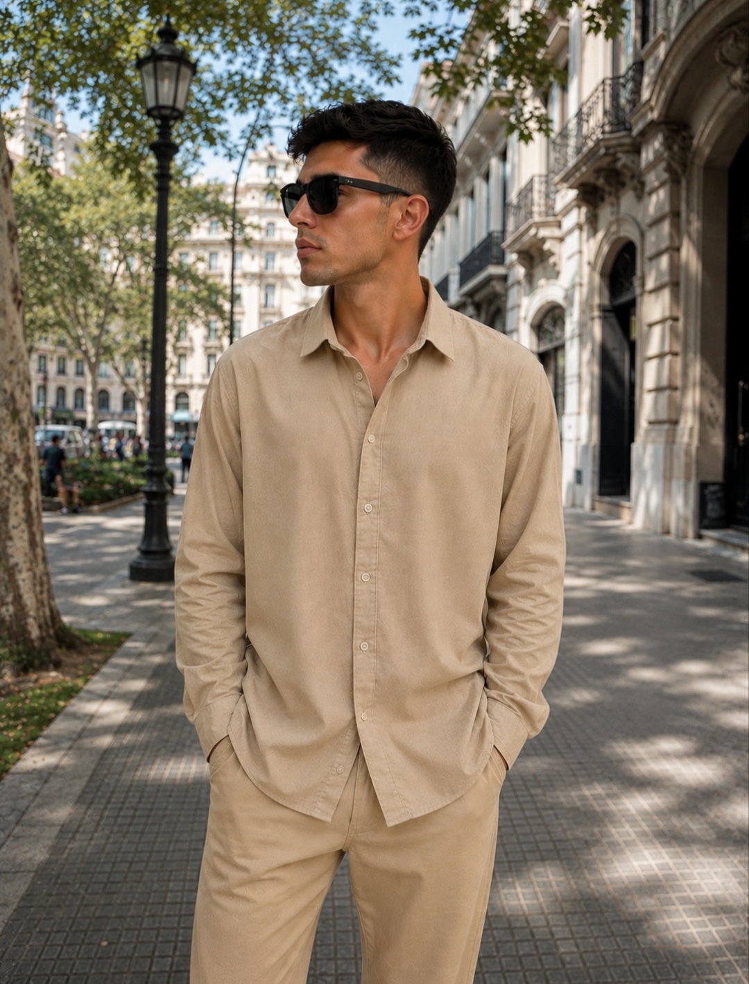Camisa lino importada manga larga