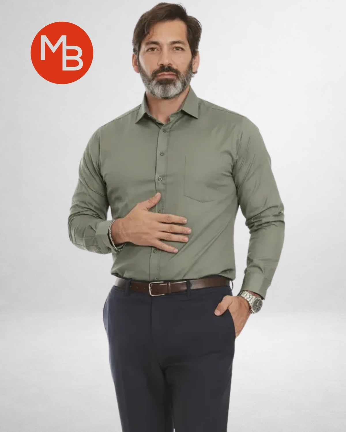 Camisa clasica lisa batista-hombre