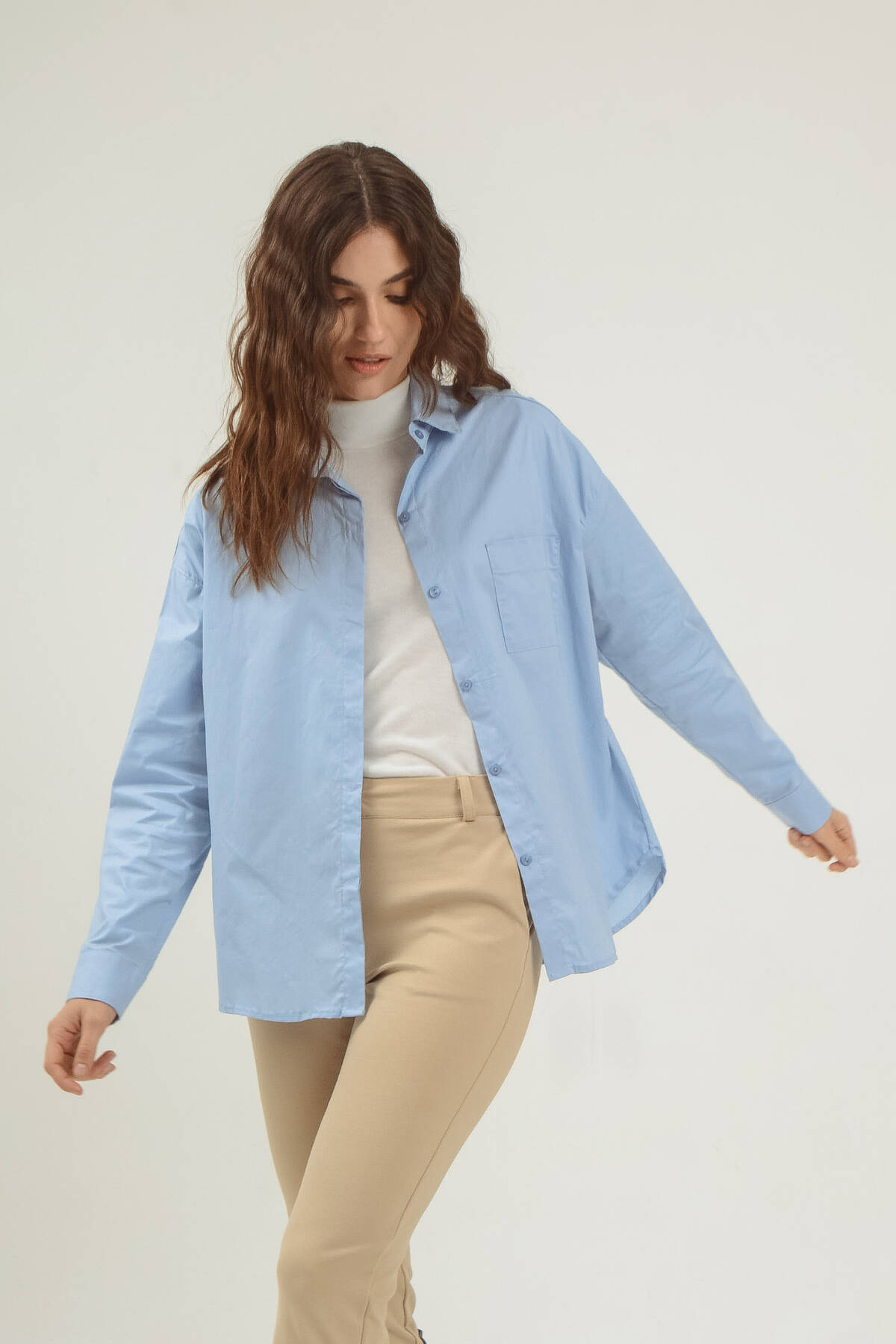 Camisa de poplin algodón con span oversize