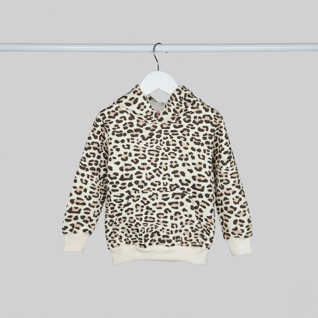 Buzo Beba Friza Animal Print con Capucha y Canguro