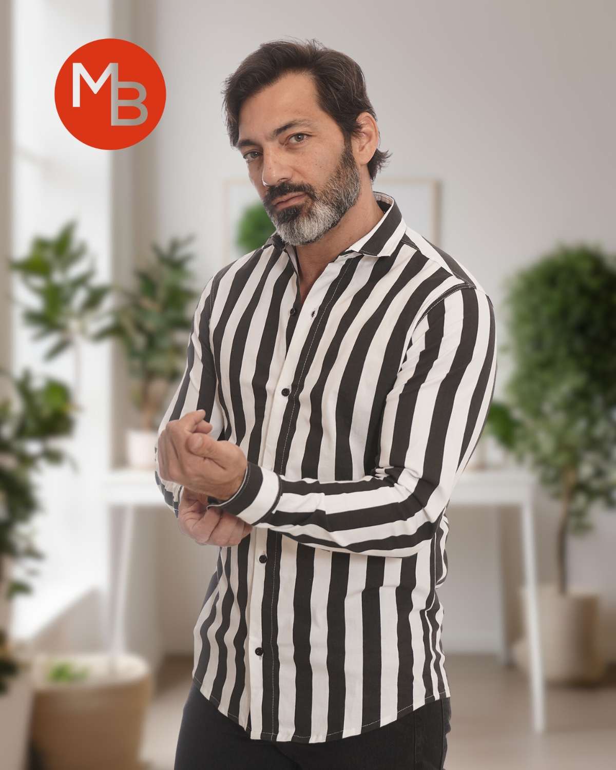 Camisa Entallada Elastizada Raya Ancha