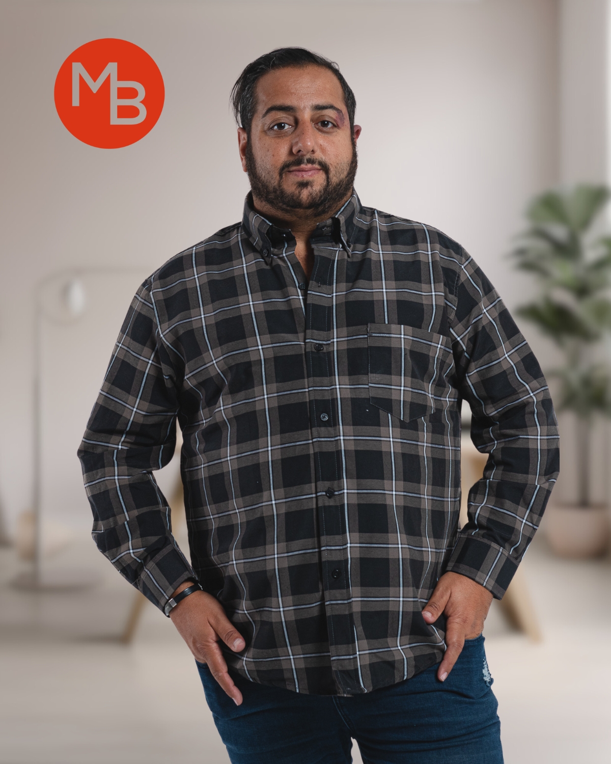 camisa clasica cuadro talle especial