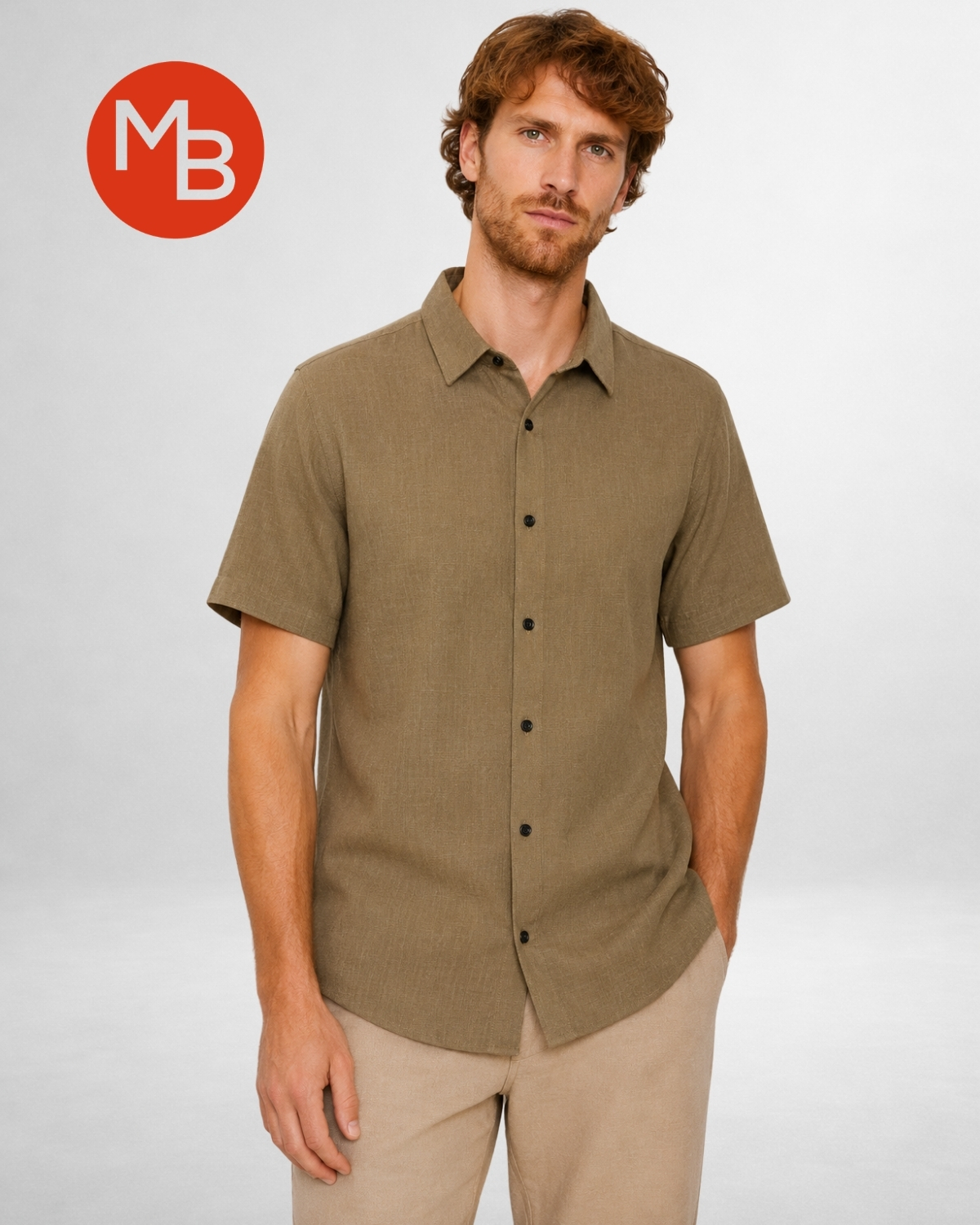 Camisa hombre lino italiano manga corta