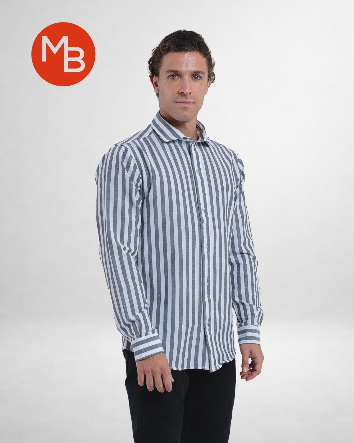Camisa clasica rayada hombre batista manga larga
