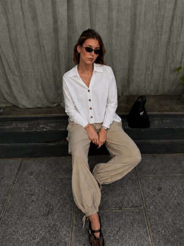 Camisa crop cotton malaga cuello V