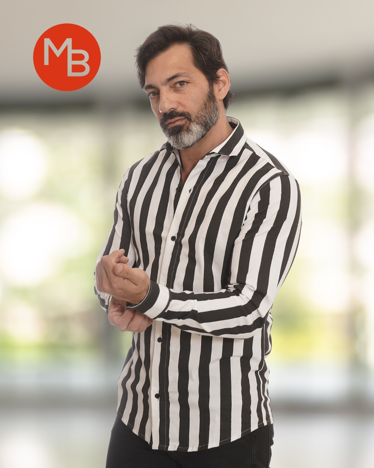 Camisa Entallada Elastizada Raya Ancha