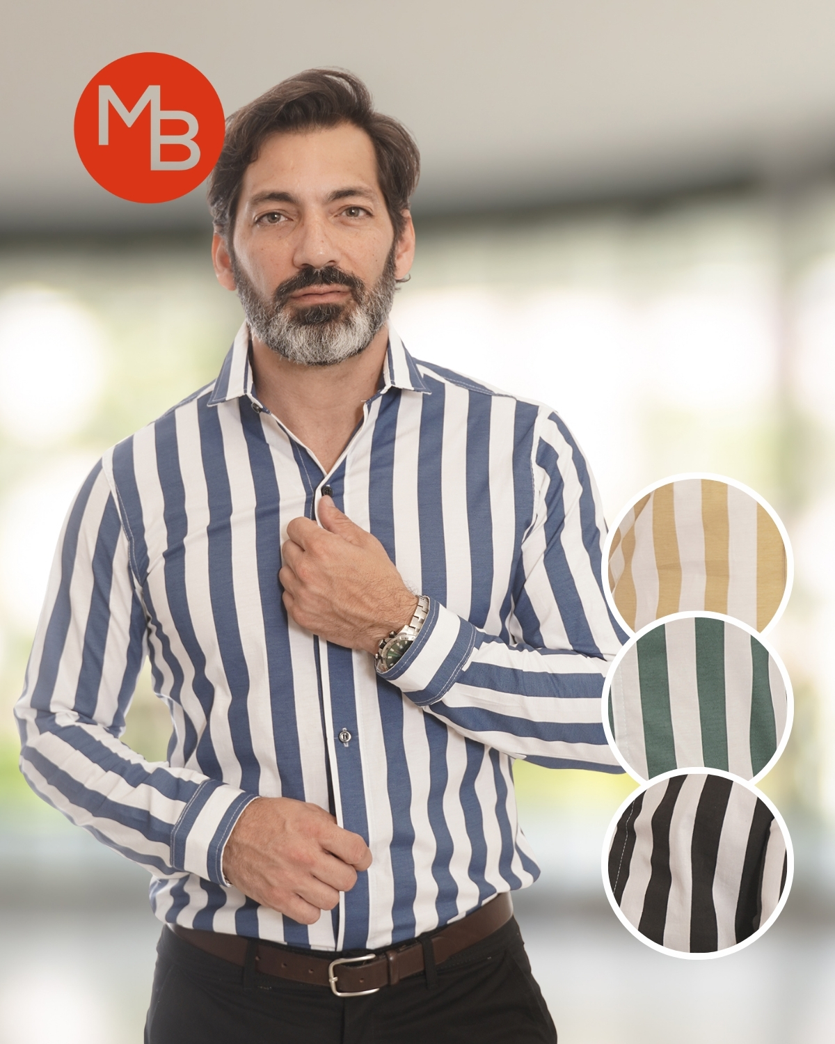 CAMISA ENTALLADA ELASTIZADA RAYA ANCHA