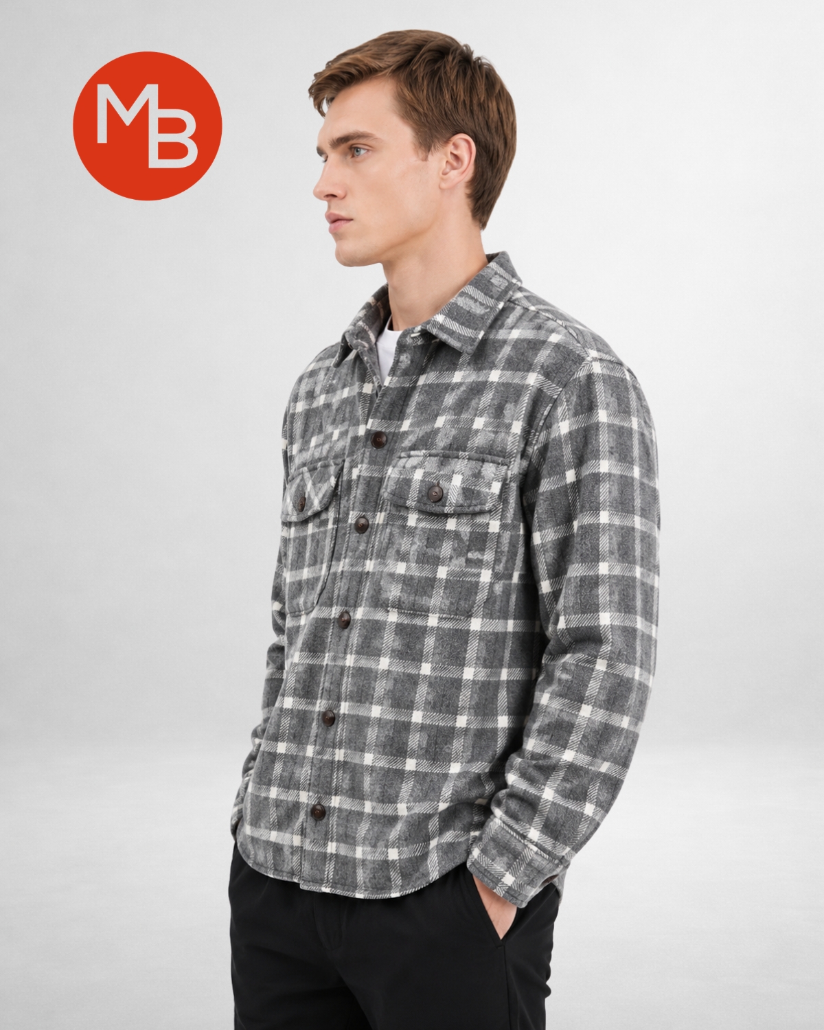 Camisaco escoces doble bolsillo hombre