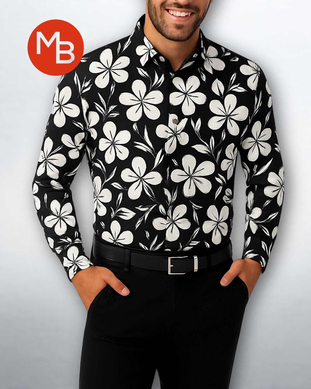 Camisa Entallada Elastizada Estampada