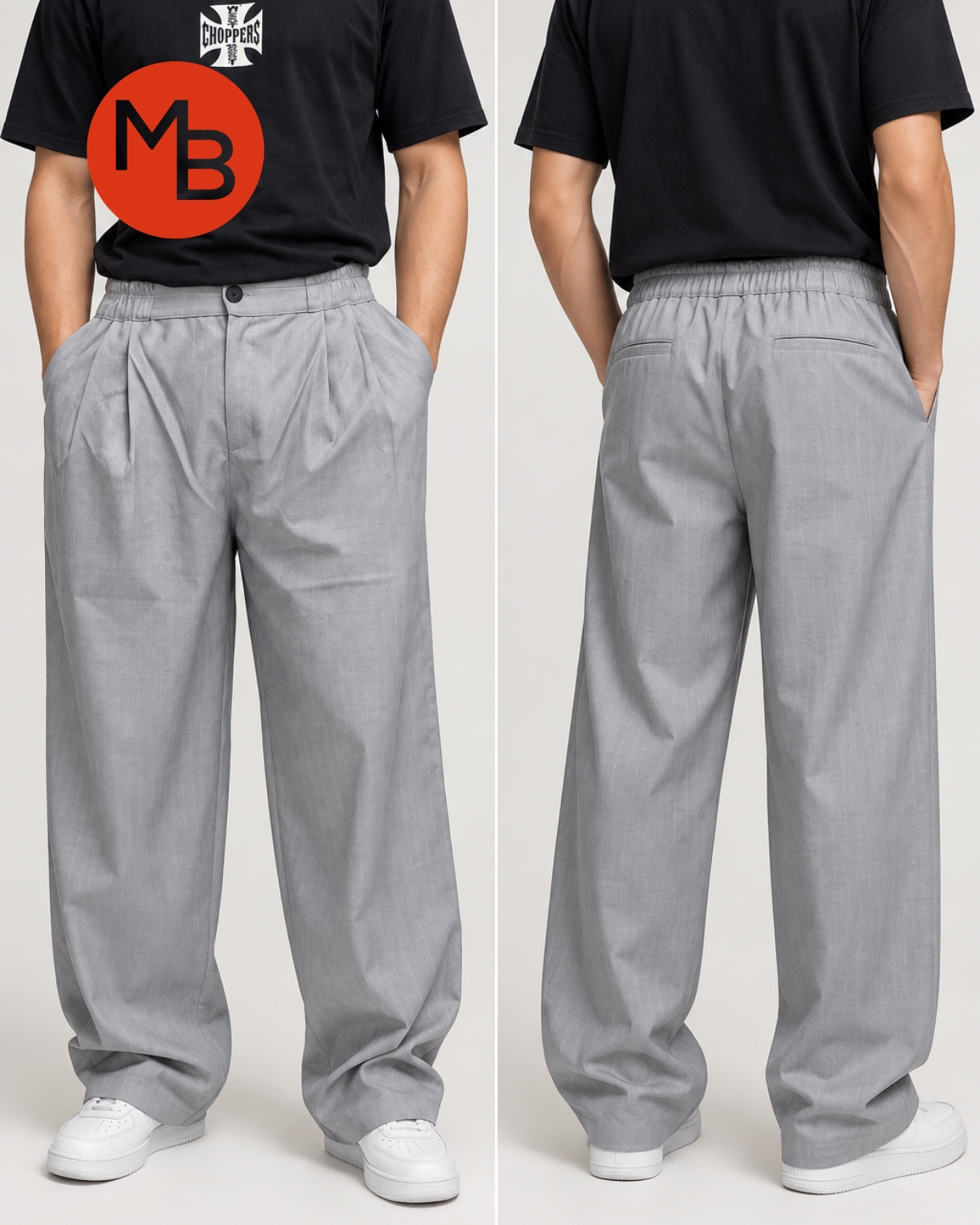 Pantalon sastrero rayado baggy