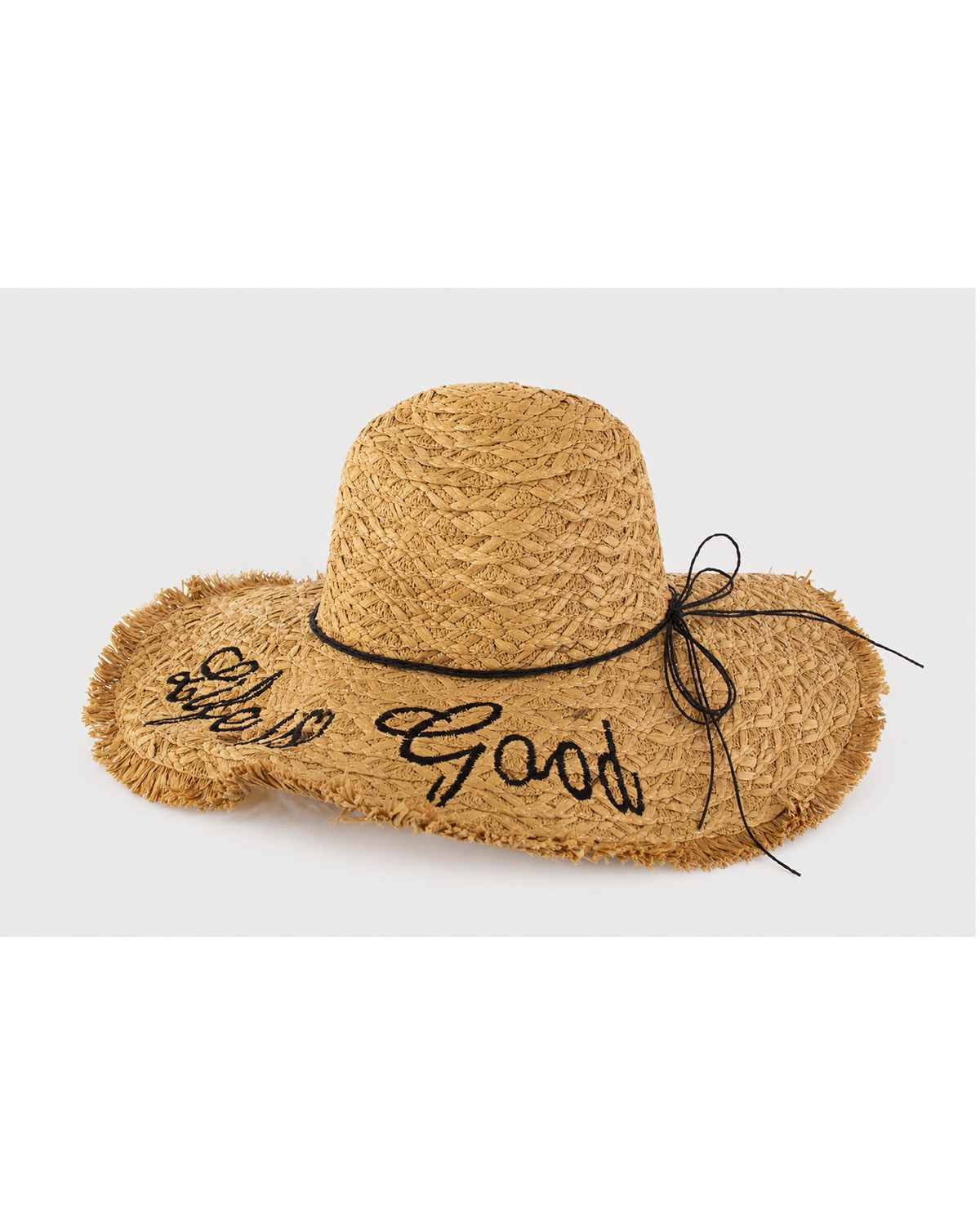 Gorro playero de rafia "Life is good"