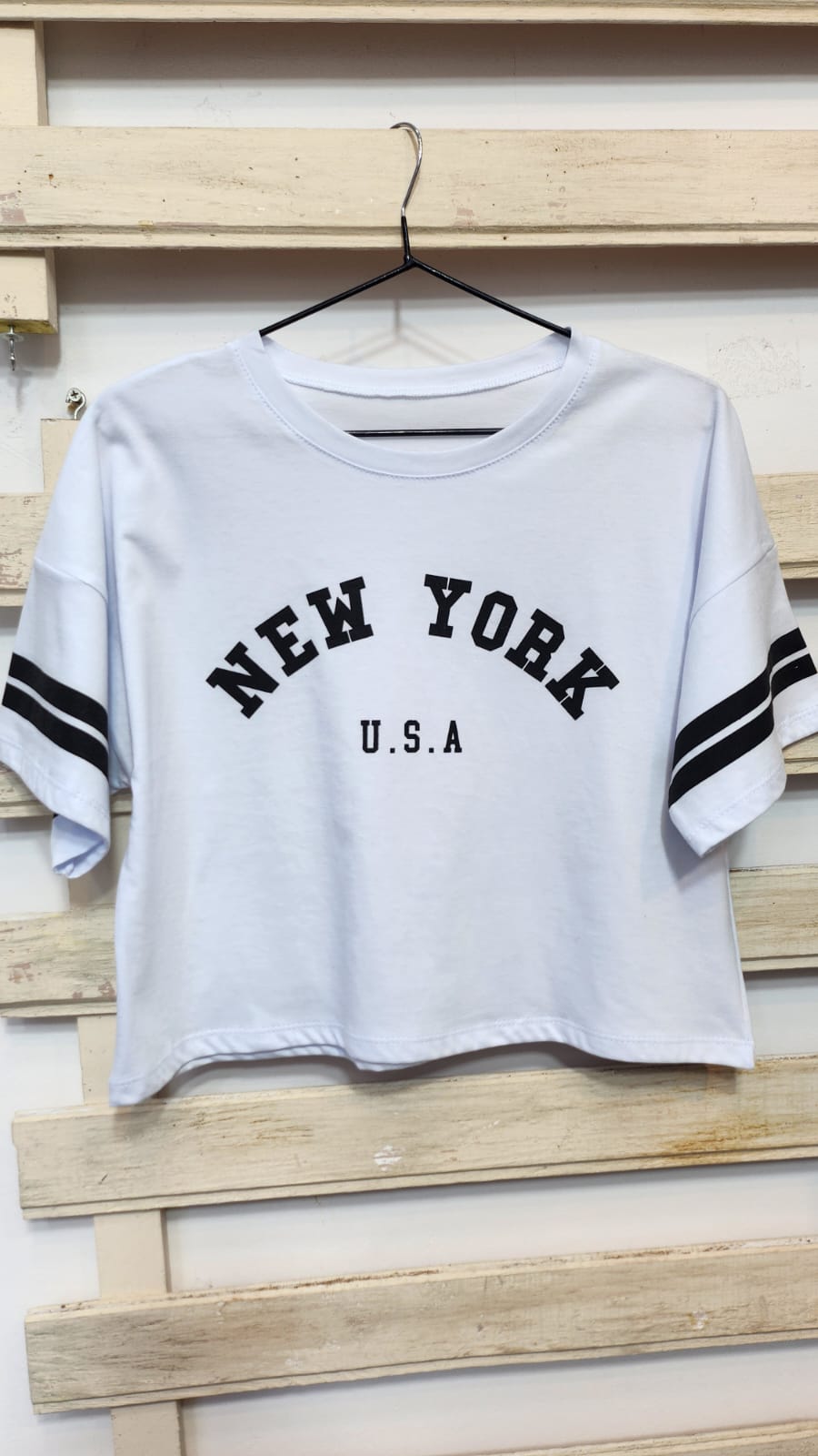 Remera croptop New York U.S.A