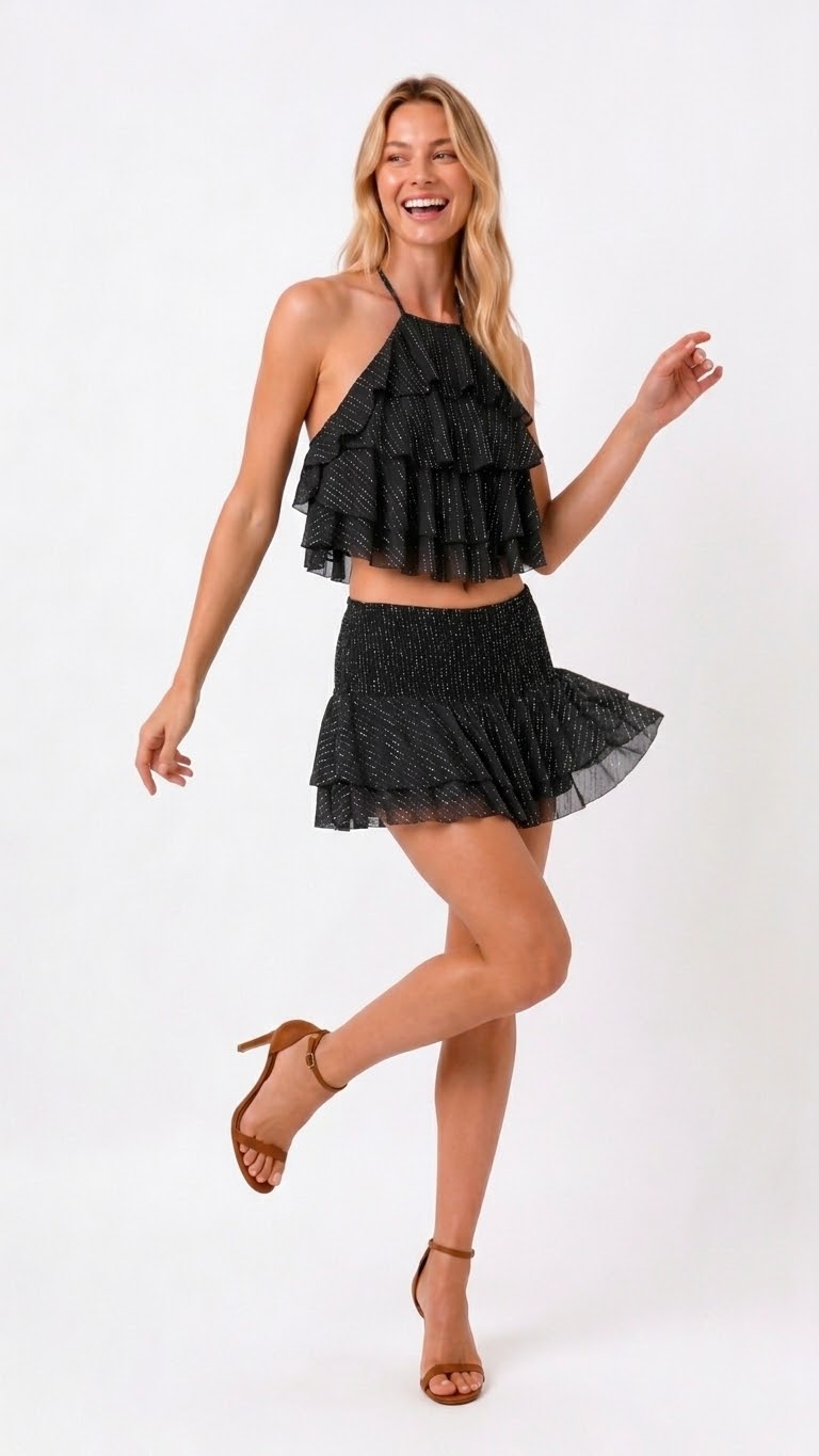 Short Pollera Tul Brillos