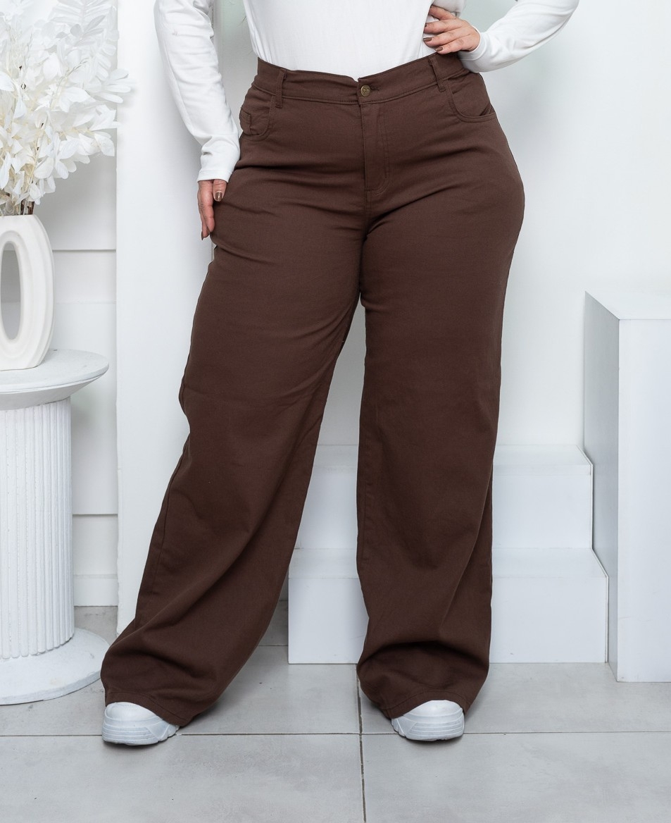ART 598 Wide leg Elastizado Chocolate