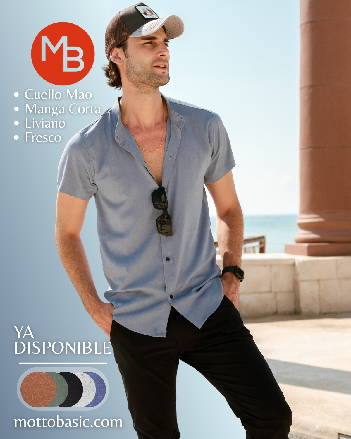 Camisa de lino mao manga corta