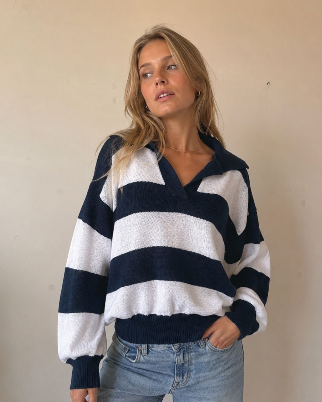 Sweater chomba rayada en hilo acrilico