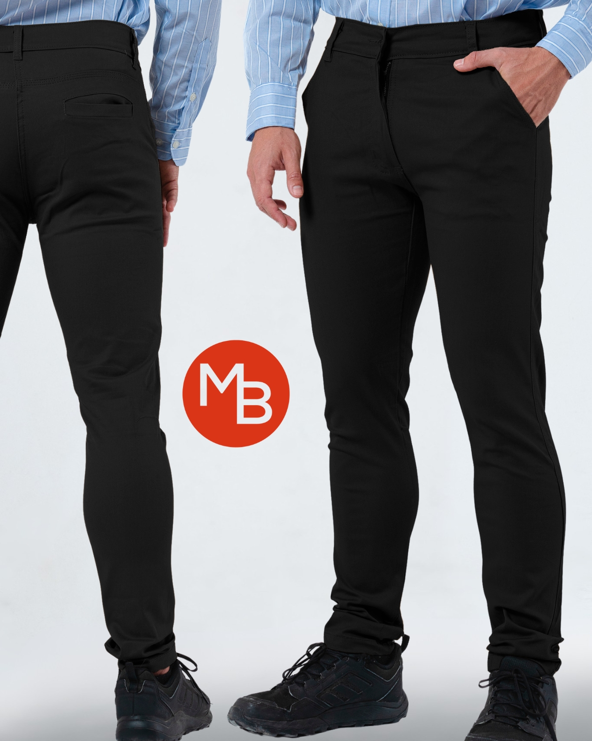 PANTALON CORTE CHINO GABARDINA ELASTIZADO SEMI CHUPIN DE HOMBRE