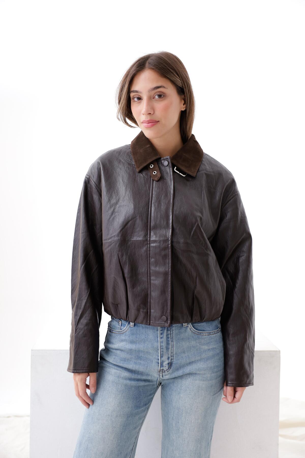 8822 CAMPERA CUERO C GAMUZA