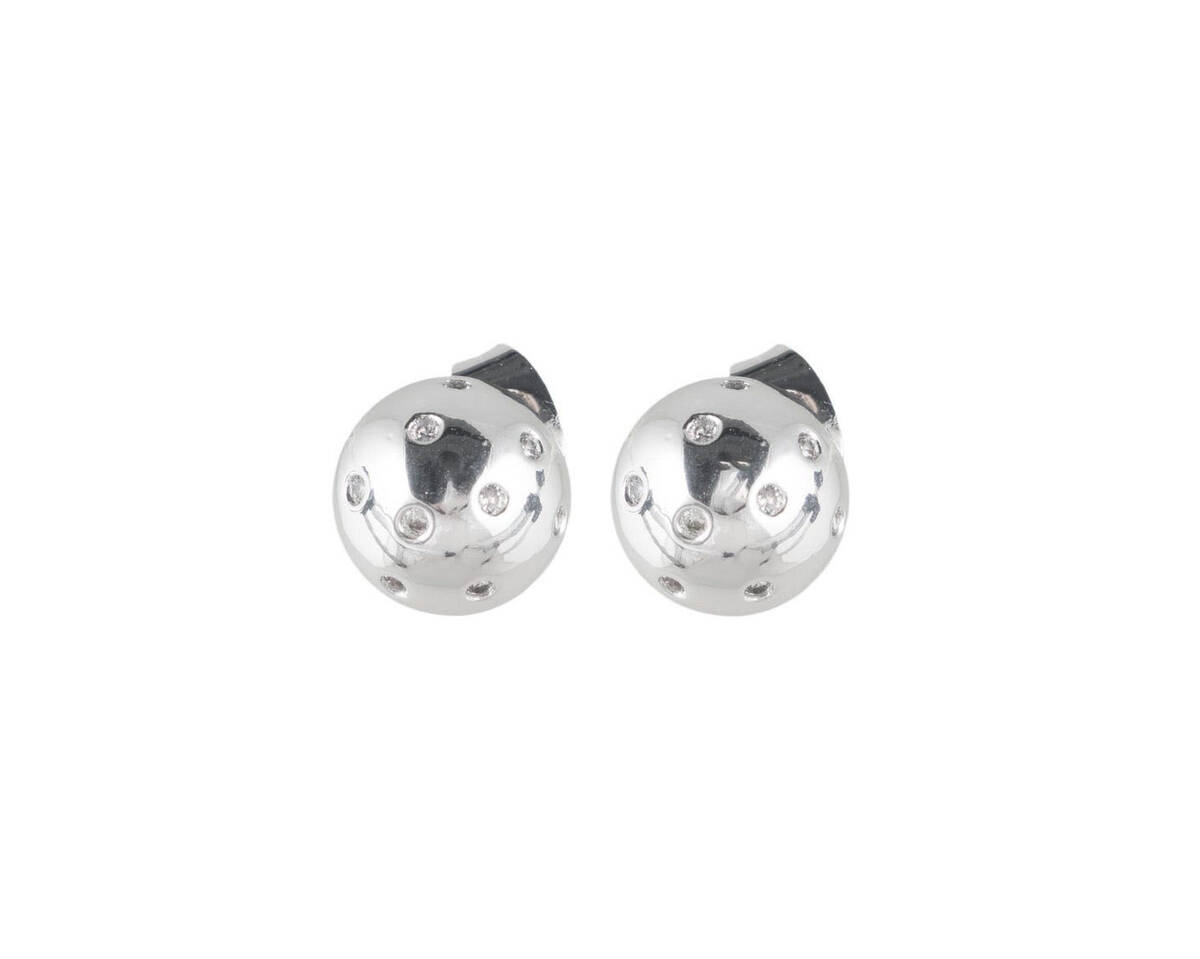 Aros de acero blanco redondos con aplique de strass