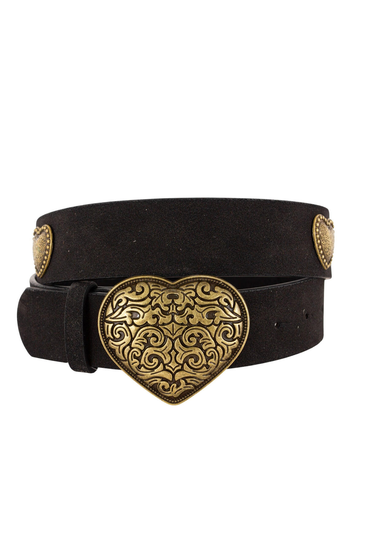 Cinturón importado con chapón corazon en bronce