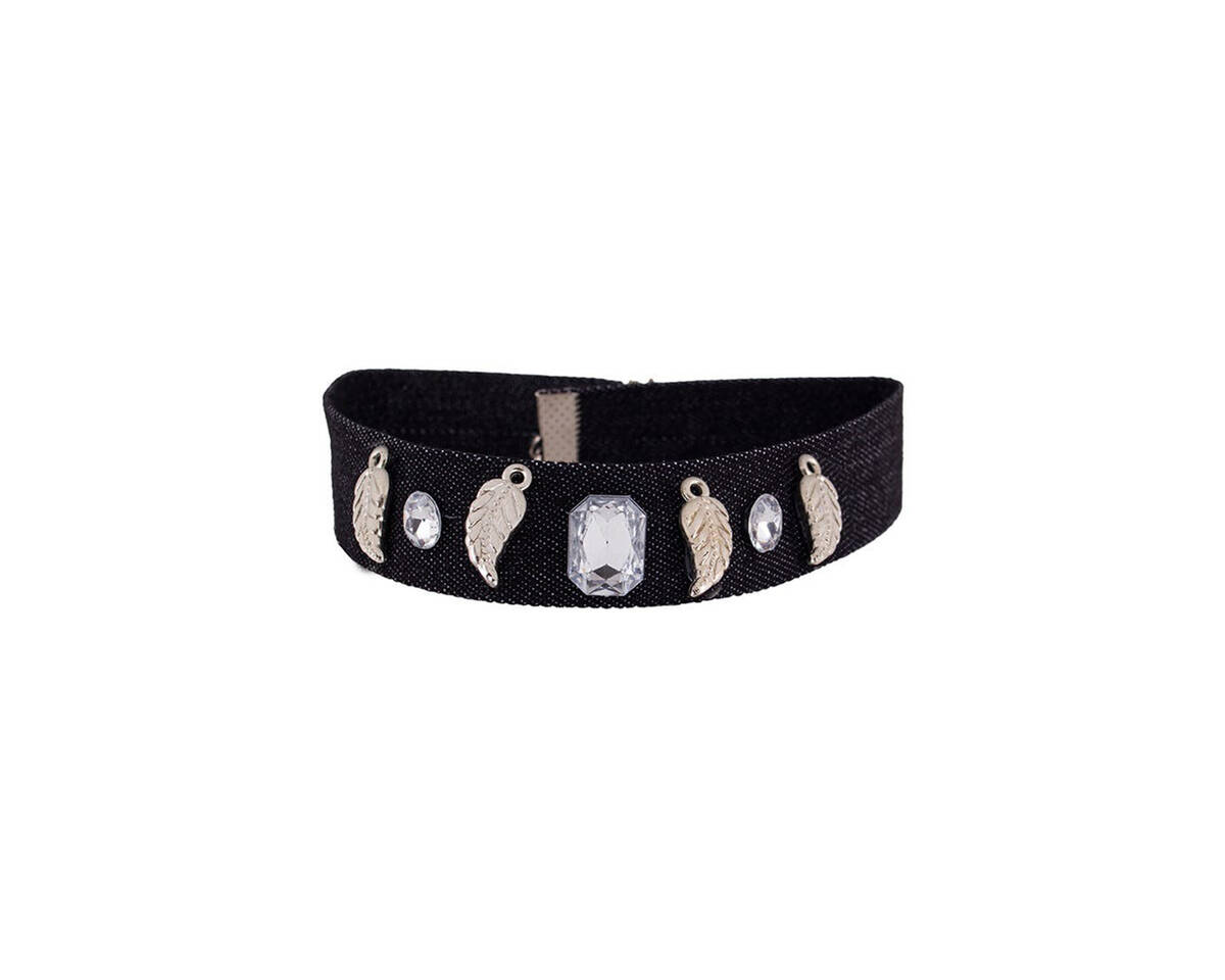 Choker jeans y perlas HOJAS
