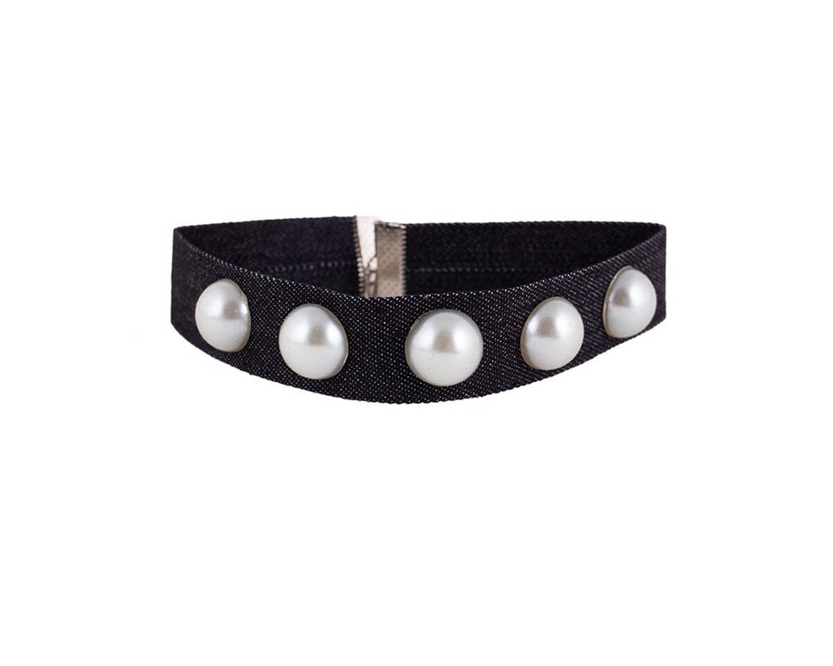 Choker jeans y perlas PERLA REDONDA