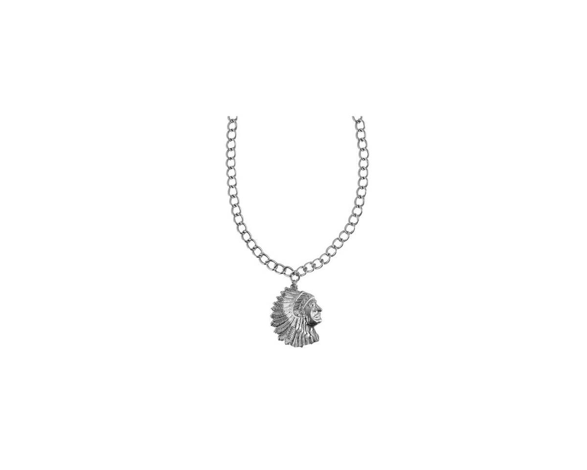 Choker con cadena larga y dije grande plateado INDIO