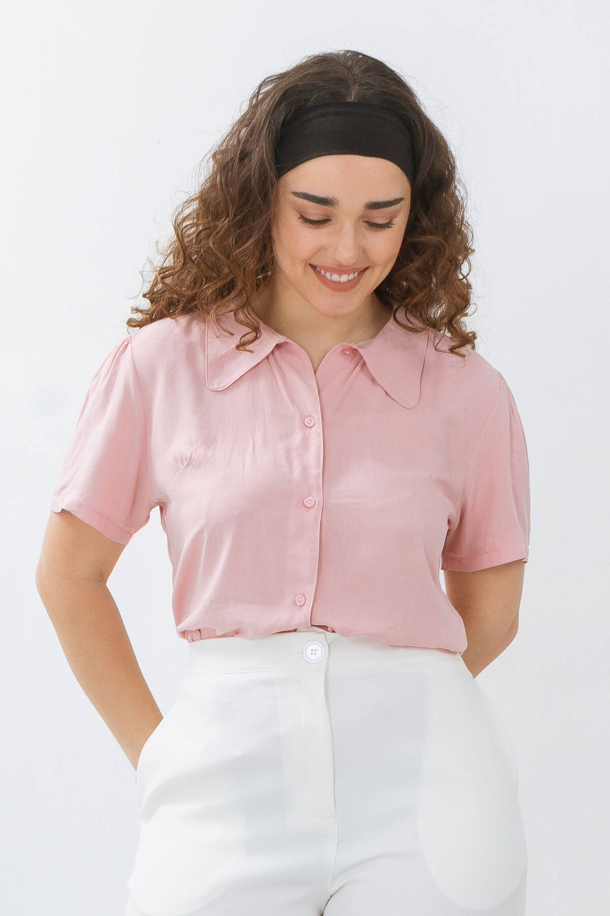 Camisa de poplin cuello bebé manga princesa