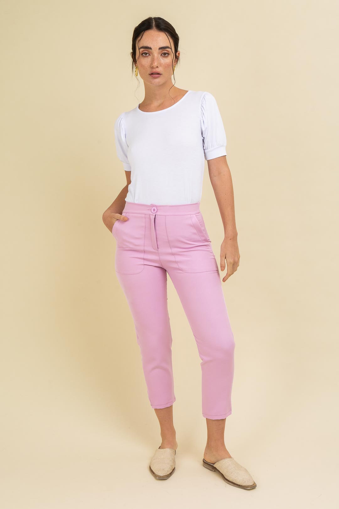 Pantalón sastrero 78 con elástico en cintura trasera botón