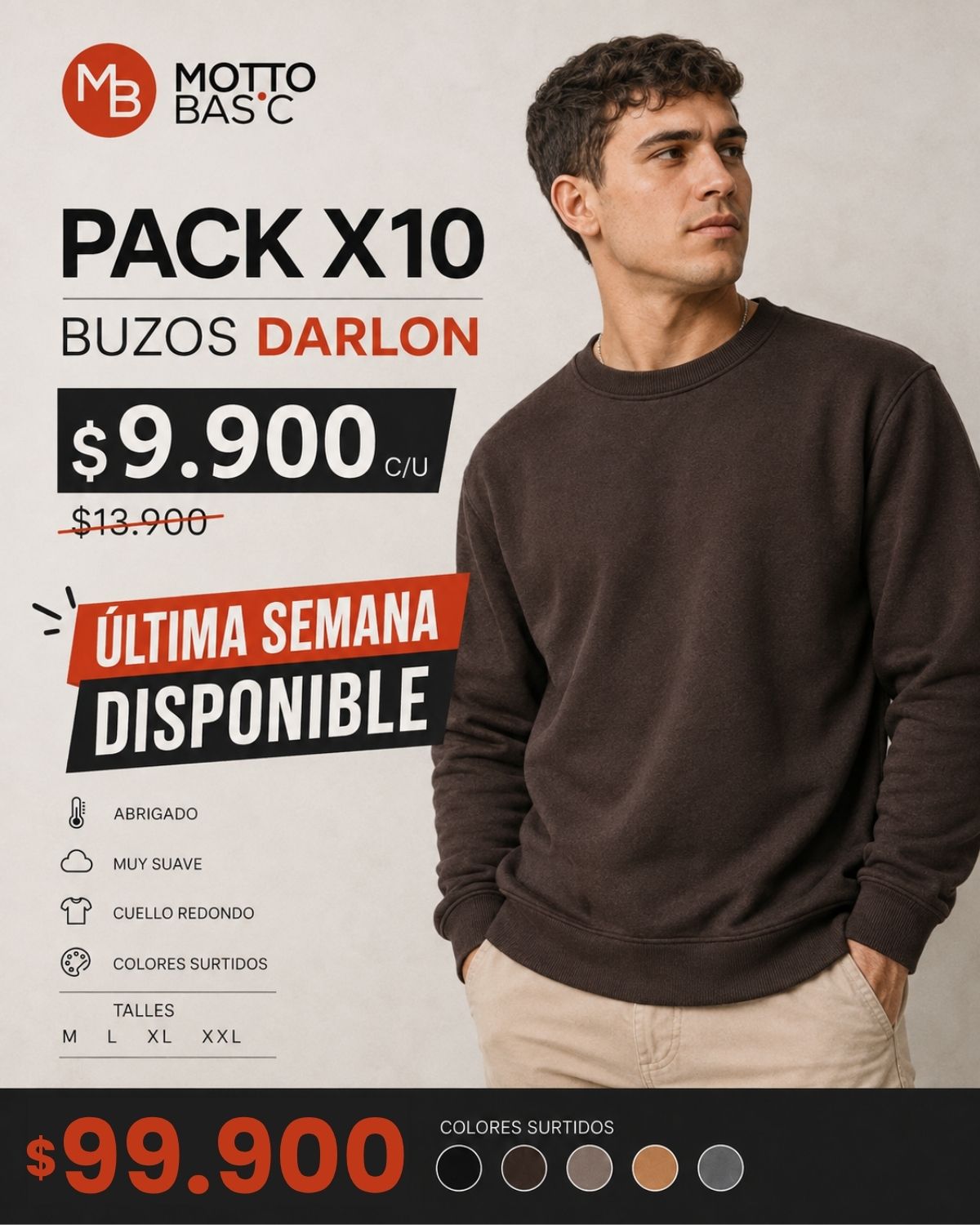Pack 10 buzos darlon surtido