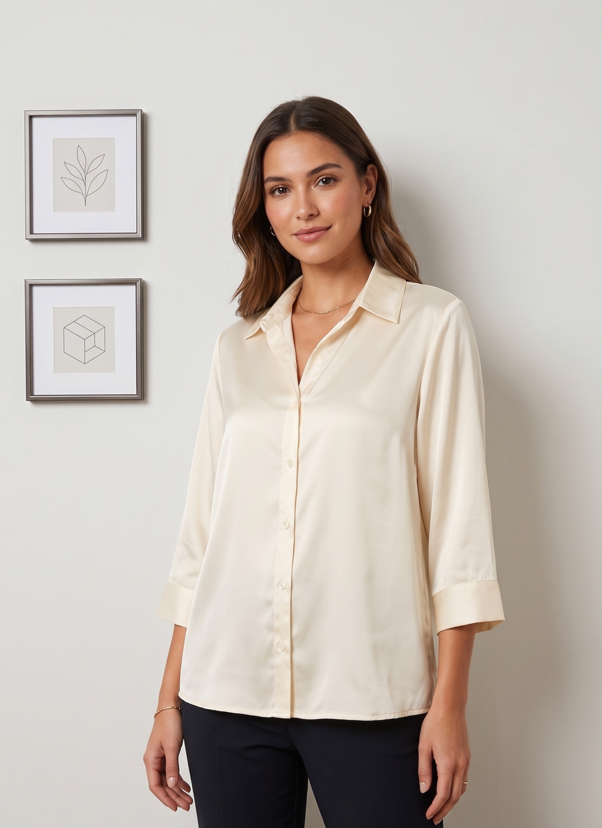 Camisa de satén liso