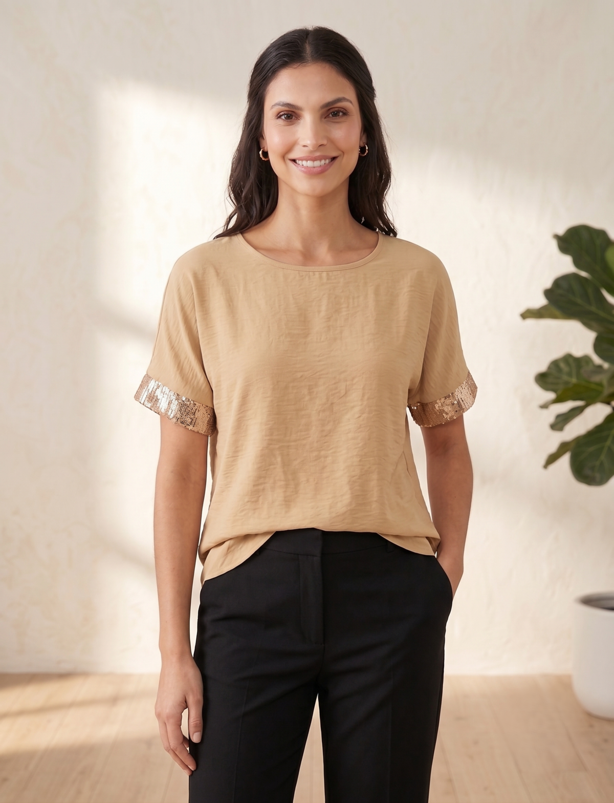 Blusa sedita espalda gota combi lentejuela