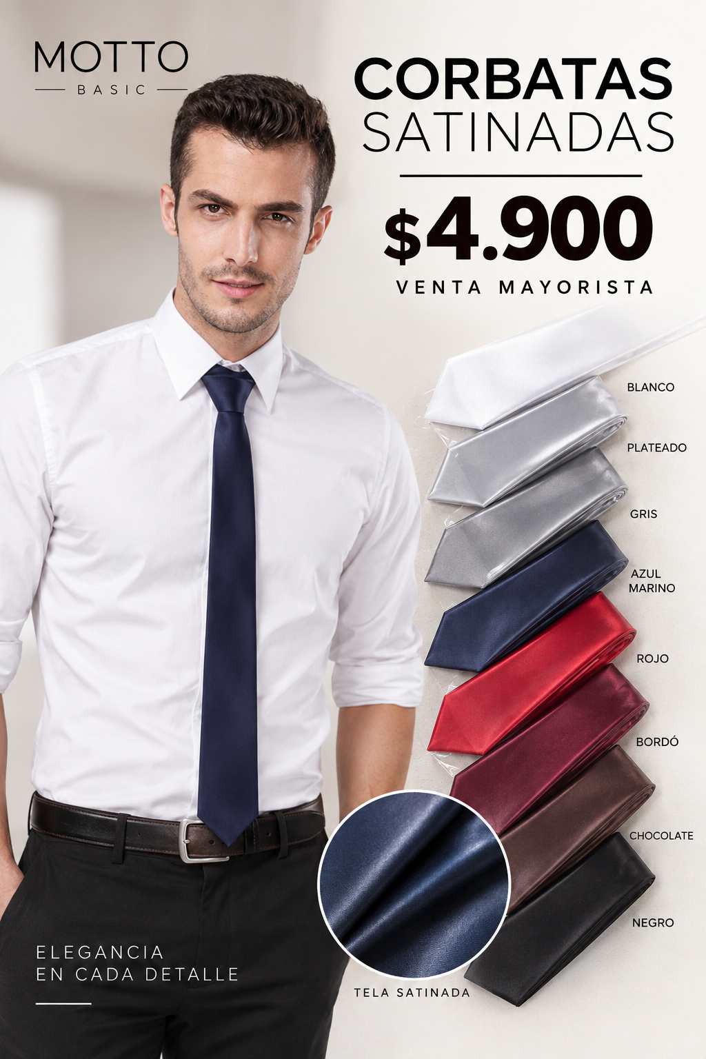 Corbata de vestir satinada hombre-formal