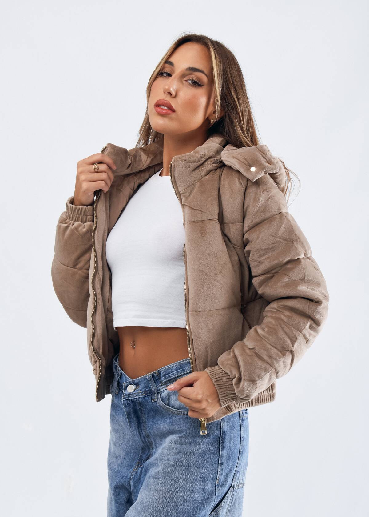 CAMPERA PUFFER GAMUZADA