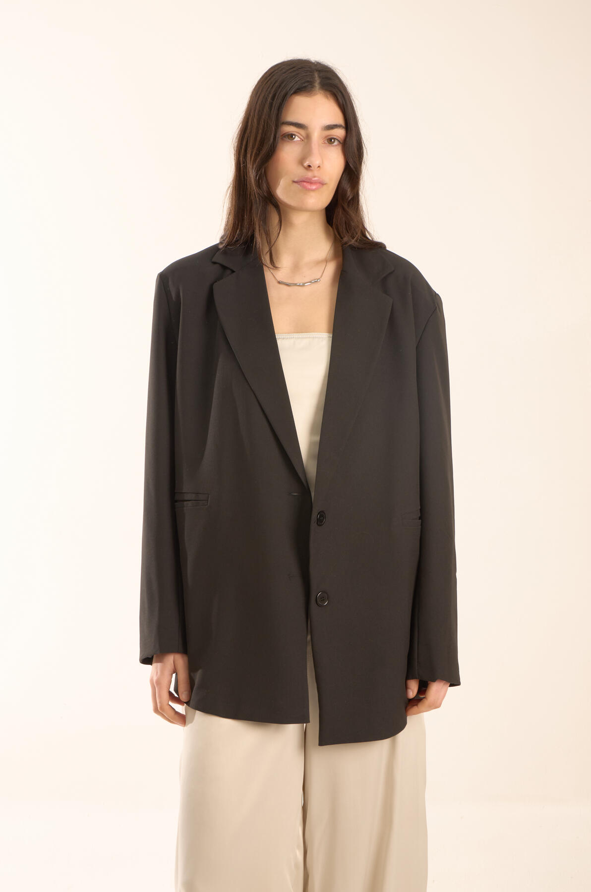 Blazer sastrero premium oversize forrado con hombreras bolsillos