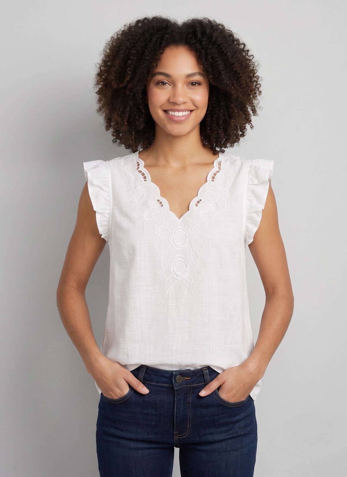 Musculosa lino con bordado