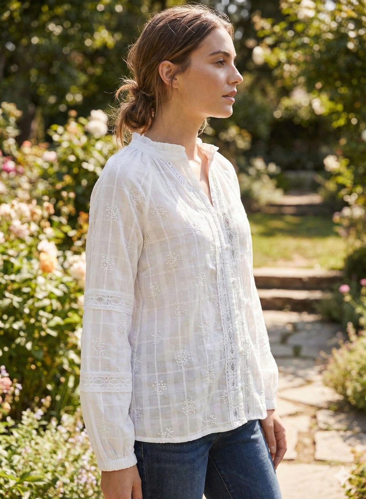 Camisa algodón con puntilla