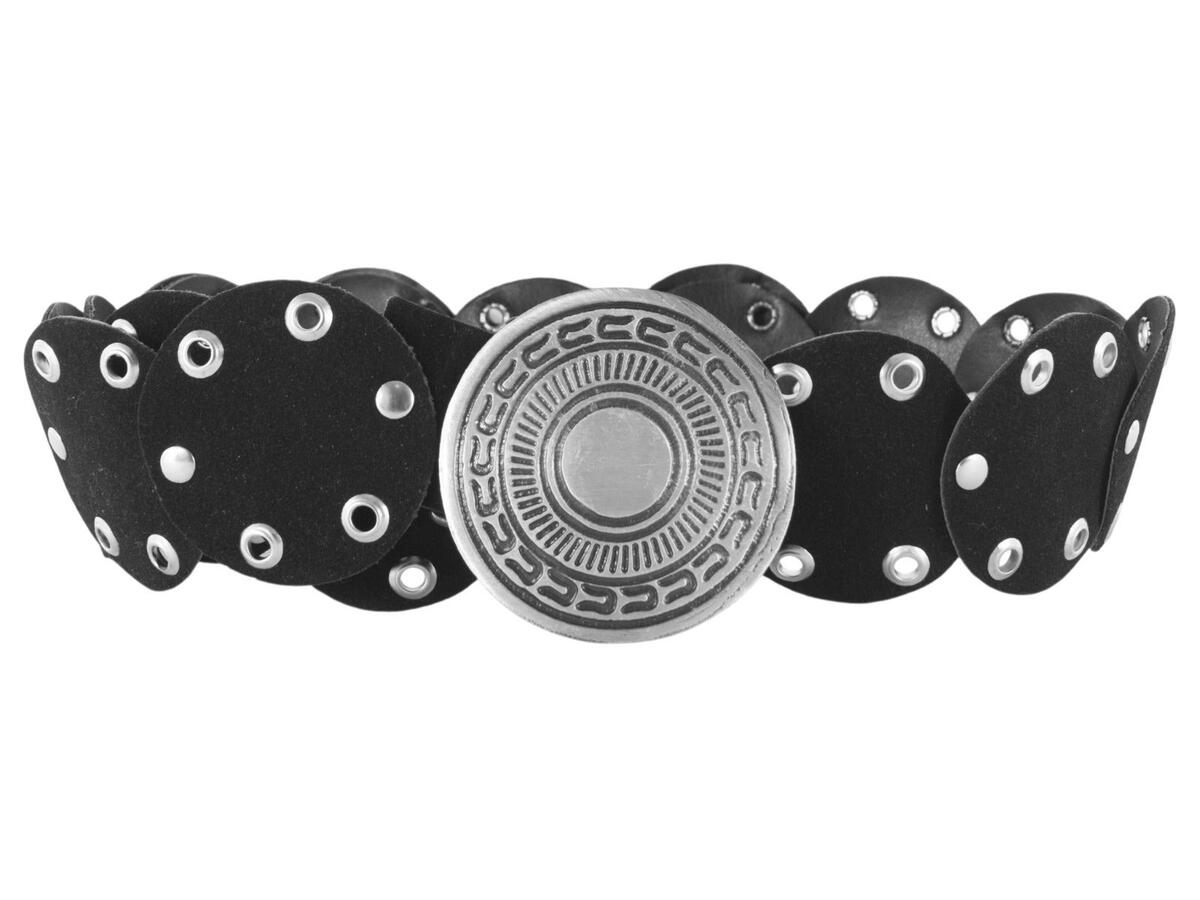 Faja circular mediana de gamuza con chapón tribal