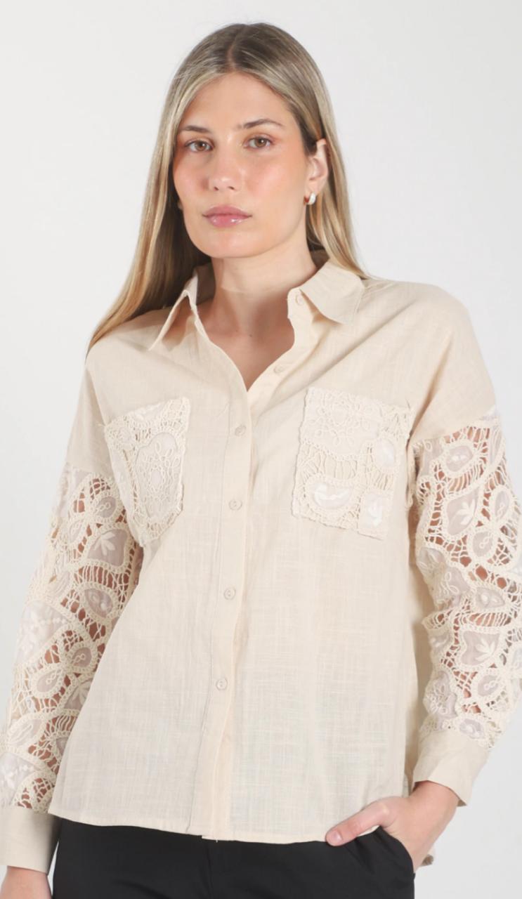 CAMISA MANGA Y BOLSILLO CROCHET I