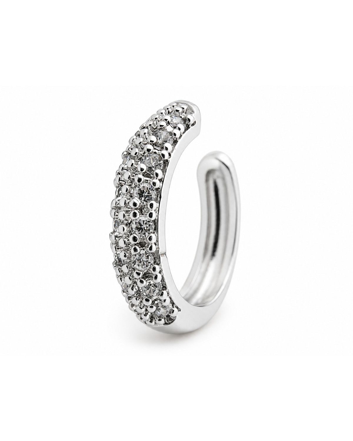 Ear cuff mediano acero blanco