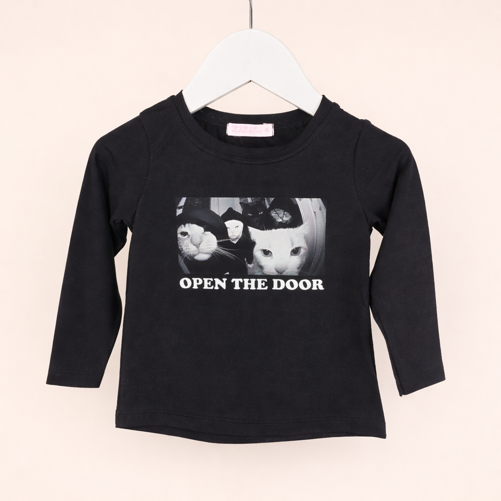 Camiseta Modal Soft.Foto Gatitos Open the Door