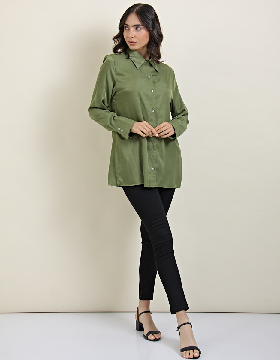 Camisa Saten Cocktail Verde