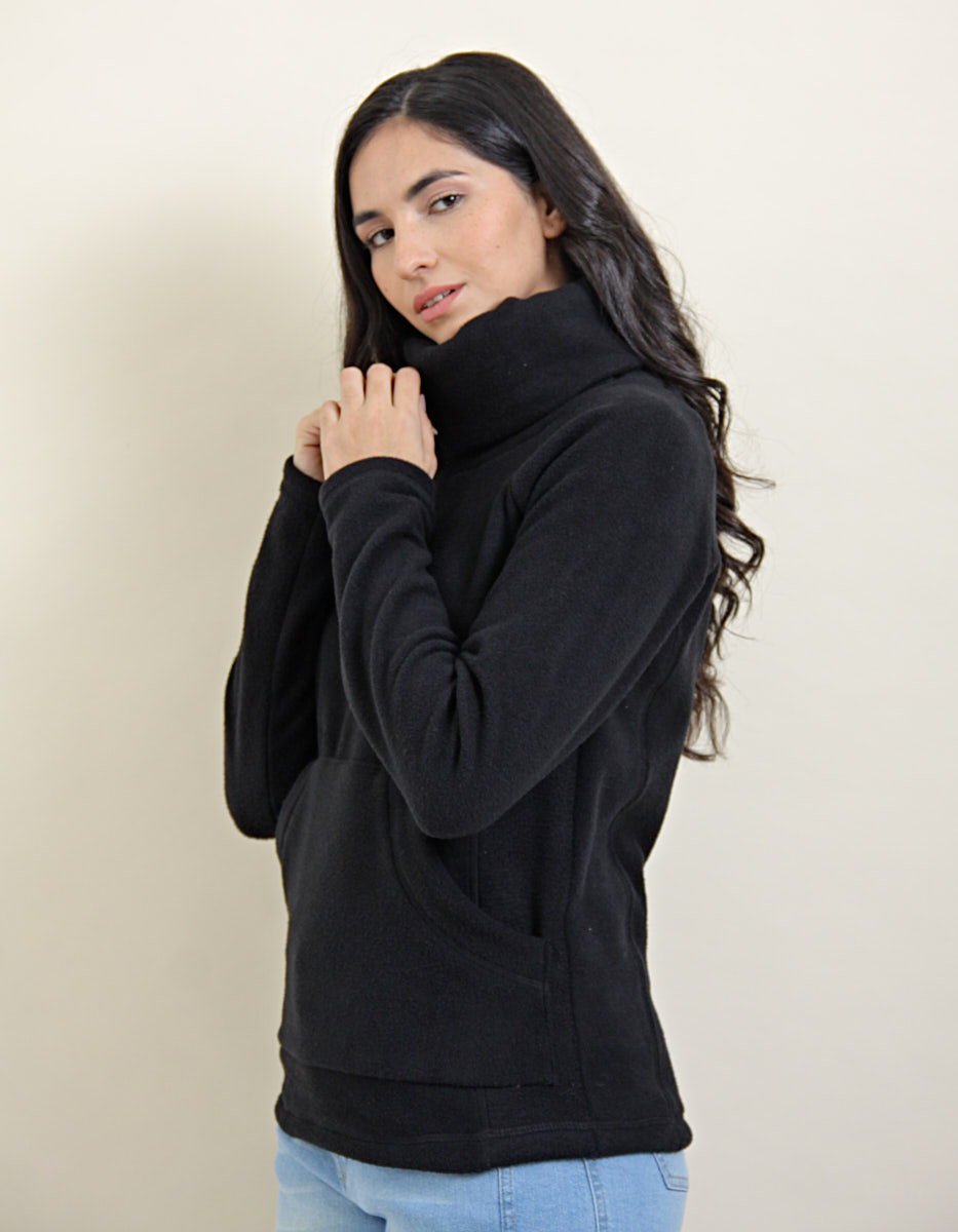 Buzo Polar Cuello Alto Negro