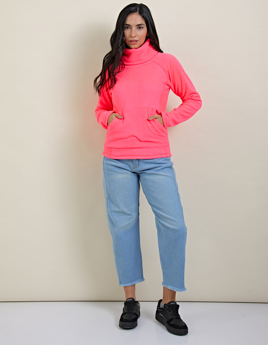 Buzo Polar Cuello Alto Rosa