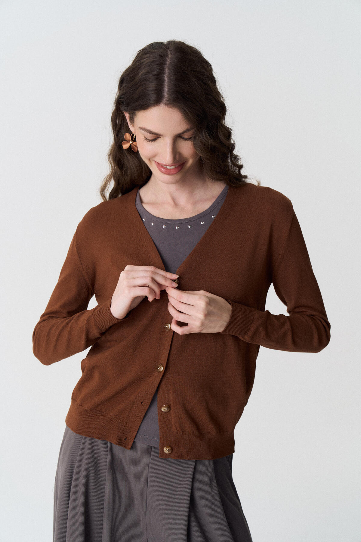 Cardigan Cuello V Tejido