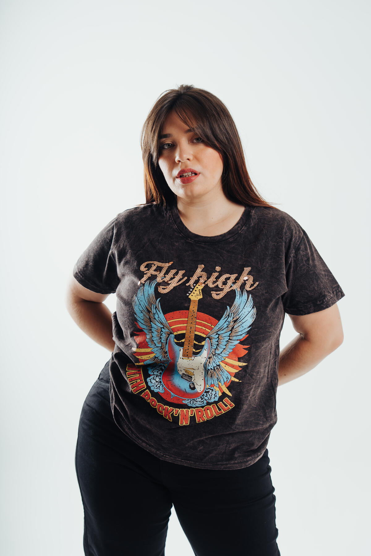 Remera FLY HIGH nevada bordada de lentejuelas